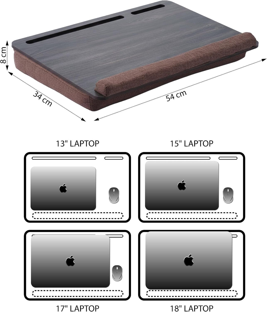 Vigo Wood Laptoptisch - Laptop Unterlage Ständer bis zu 17,3 Zoll - Kissen Tablett für Bequeme Arbei