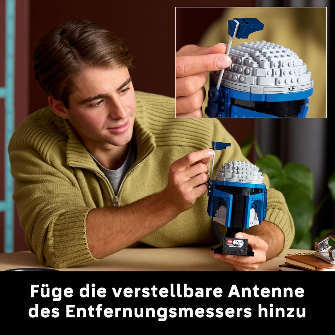 LEGO Star Wars 75408 Jango Fett Helm - Mandalorian Bauset für Erwachsene - Modell mit Ständer, Namen
