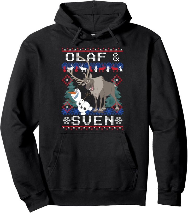 Disney Frozen Olaf And Sven Holiday Sweater Pullover Hoodie