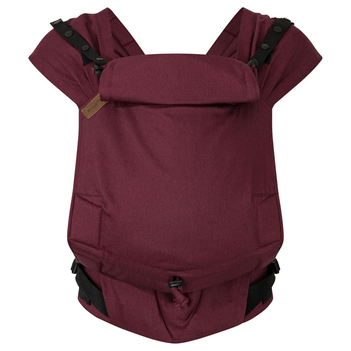 Hoppediz Primeo Babytrage ab Geburt für Neugeborene, Burgundy | Ergonomische Vollschnallentrage mit