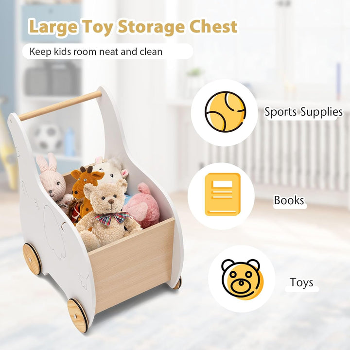 LIFEZEAL Lauflernwagen Holz, Gehfrei Lauflernhilfe Baby mit Stauraum, Spielzeugwagen mit Rädern, Bab