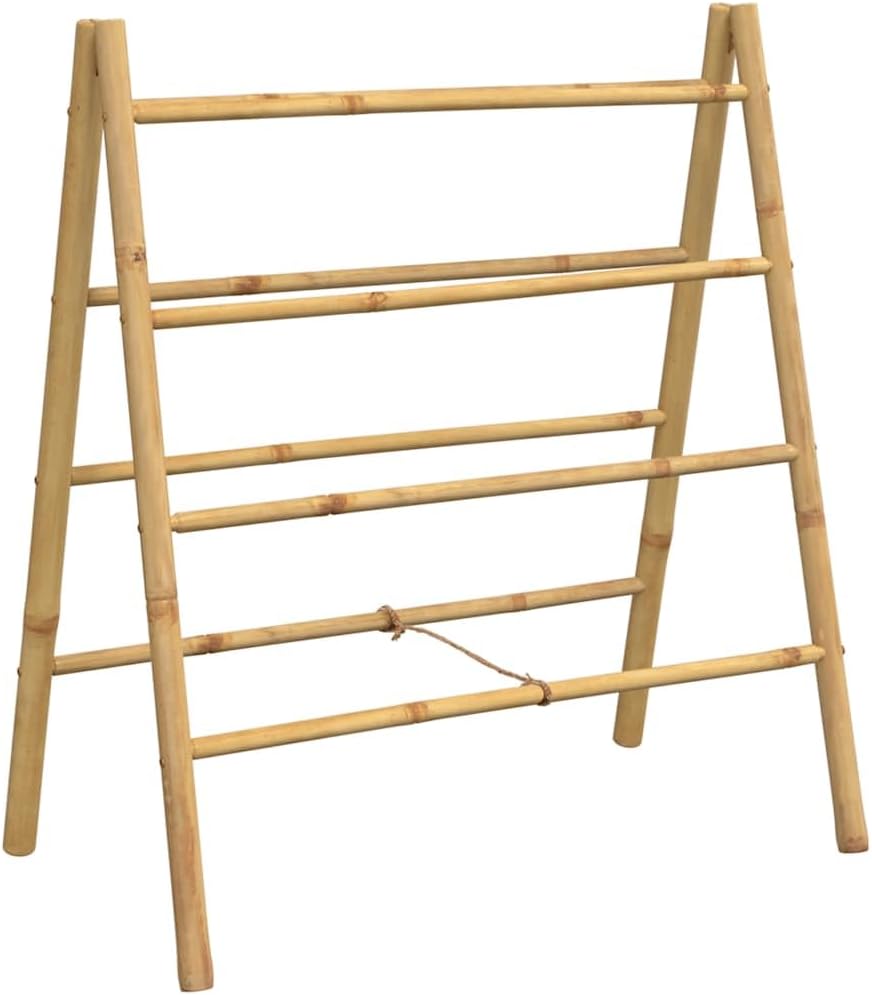 INLIFE Doppel-Handtuchleiter mit 4 Sprossen 90x50x100 cm Bambus,Heim &amp; Garten,Badzubehör,Handtuchhal