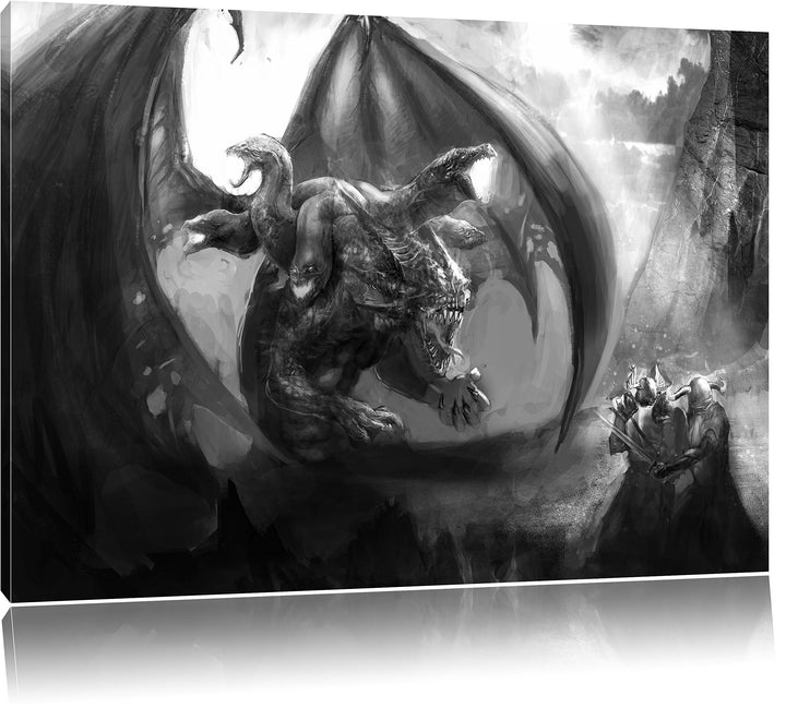 Pixxprint Drachen Schlangen / 100x70cm Leinwandbild bespannt auf Holzrahmen/Wandbild Kunstdruck Deko