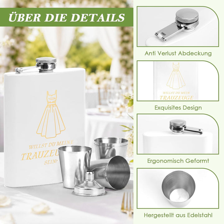 8 Stück Trauzeugin Fragen Flachmann Willst Du Meine Trauzeugin Sein Mit Karte 8oz Flachmann Mit Grav