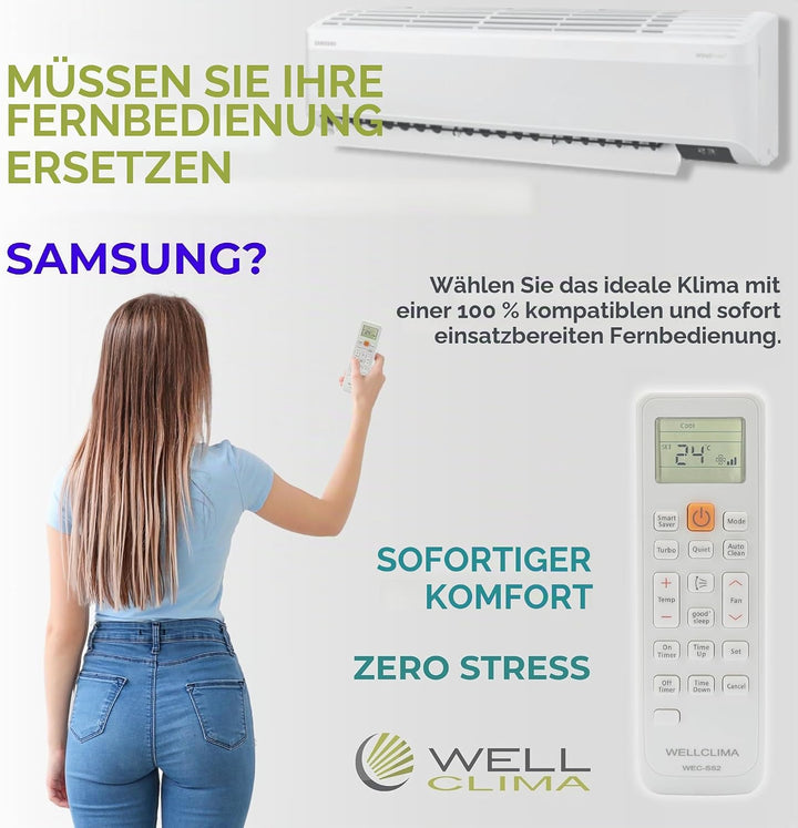 Wellclima Universalfernbedienung für Samsung Klimaanlagen, Kompatibel mit Allen Modellen, Ähnlich wi