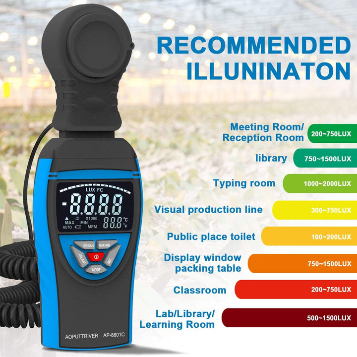 AP-8801C Digital Lux Meter 0.1~400,000Lux Beleuchtungsmessgerät Lux Messgerät Beleuchtungsstärke Lic