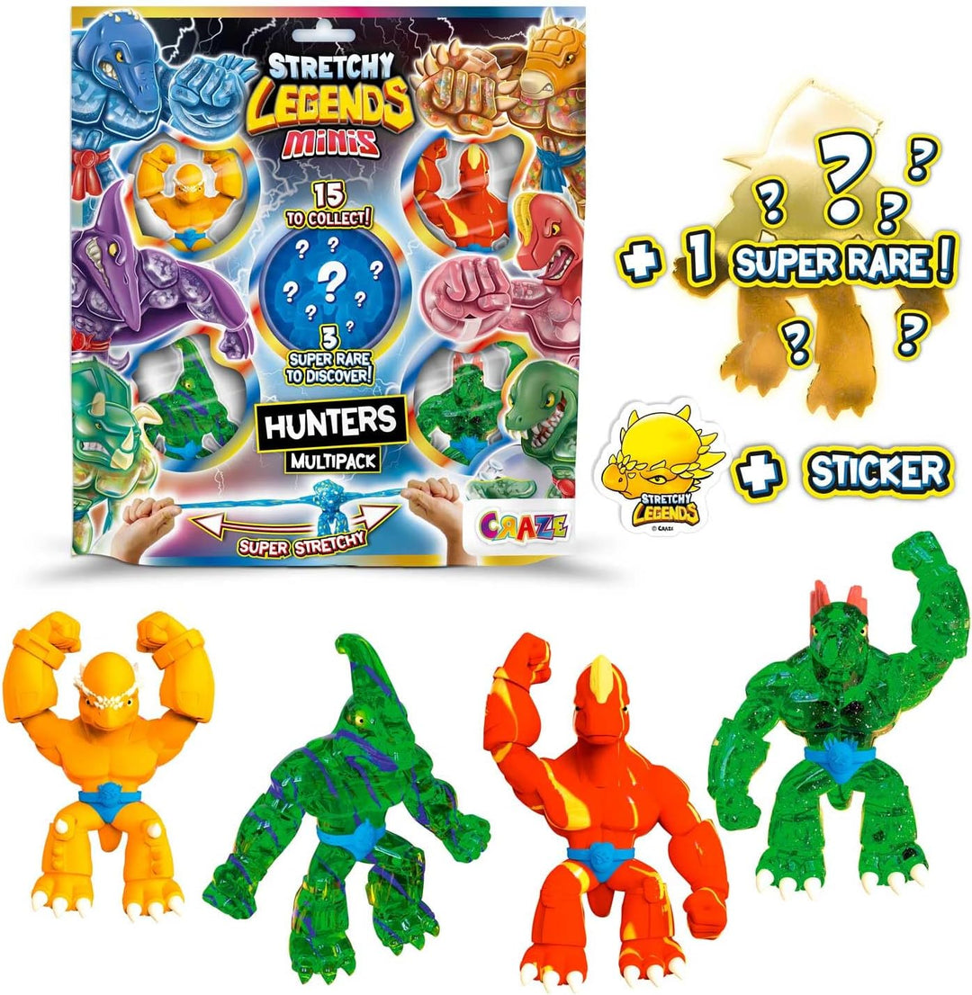 Stretchy Legends Minis Multipack Battle - 5X Elastische Actionfiguren für Kinder, Klebrige & Dehnbar