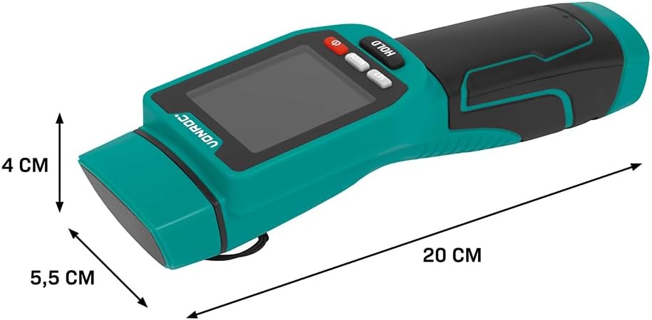 VONROC PRO Feuchtigkeitsmessgerät – Doppelmessung: Mit oder ohne Messstifte (Sensor) | Multicolor-LC