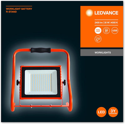 LEDVANCE Worklight - LED Stableuchte 10W mit Akku, Strahler mit 4000K kaltweiss, 800 Lumen, LED Werk