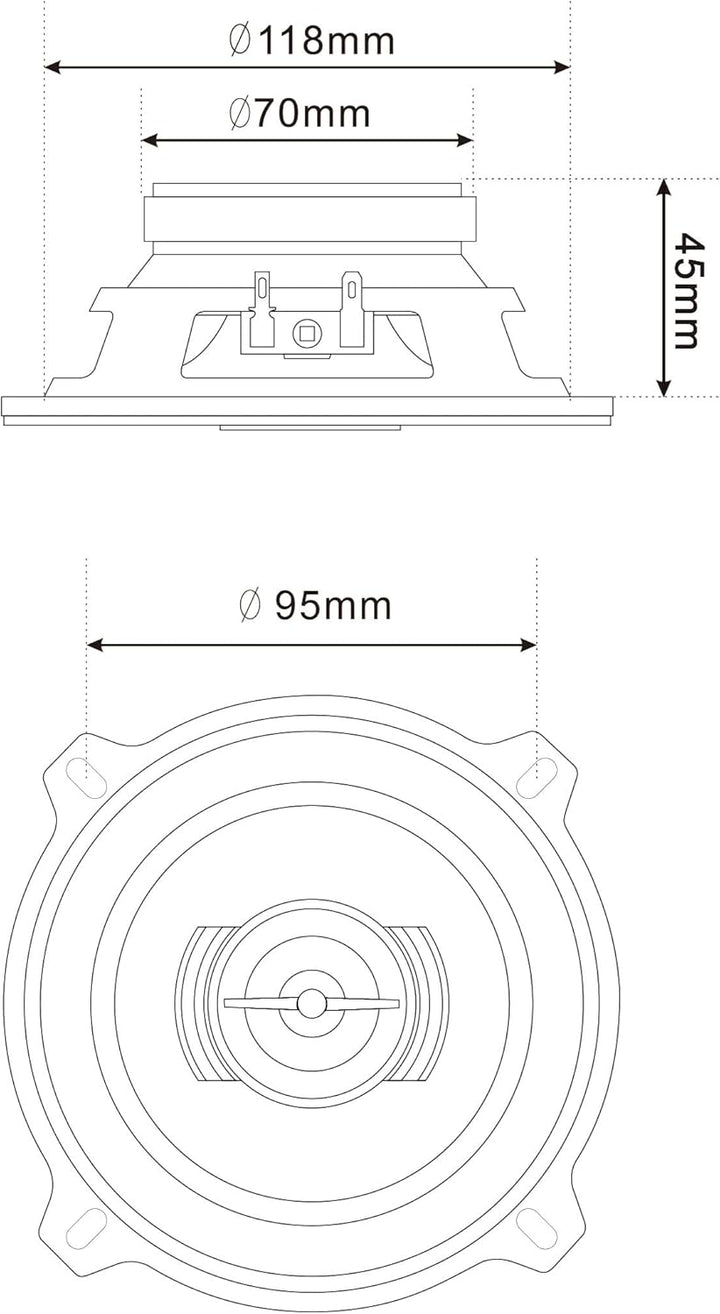 Caliber Auto Lautsprecher Set 100W - 2er Set Lautsprecher Auto - Koaxial Lautsprecher 2-Wege - Inklu