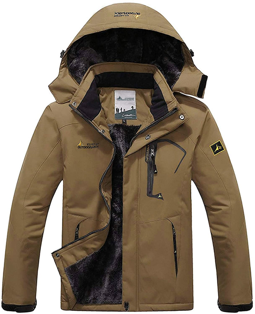 Memoryee Herren Ski Jacke Warmer Gefüttert Winter Fleece Mantel Wasserdichter mit Abnehmbarer Kapuze