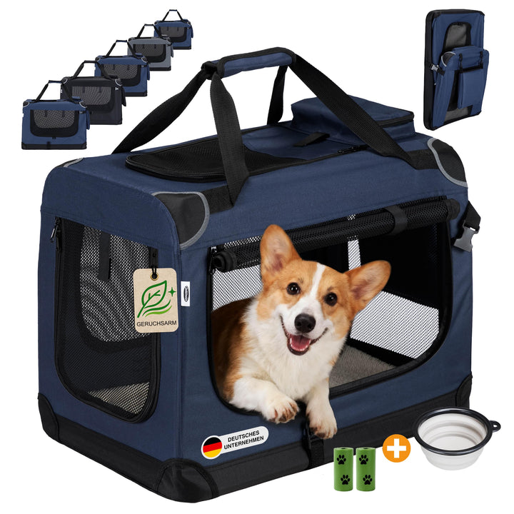 Zedelmaier Hundebox Faltbar Hundetransportbox, M 60x44x42cm, robust Transportbox für Hund &amp; Katze Gr