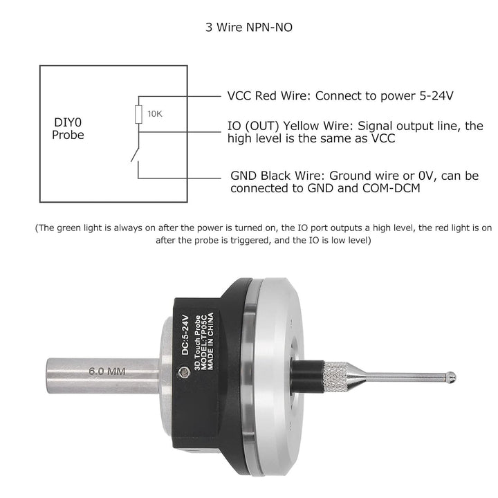 3D Kantensucher, XYZ Achsen Tastkopf Wasserdichtes 3D Edge Finder CNC, 3D Messsensor Kit mit 0,24 Zo