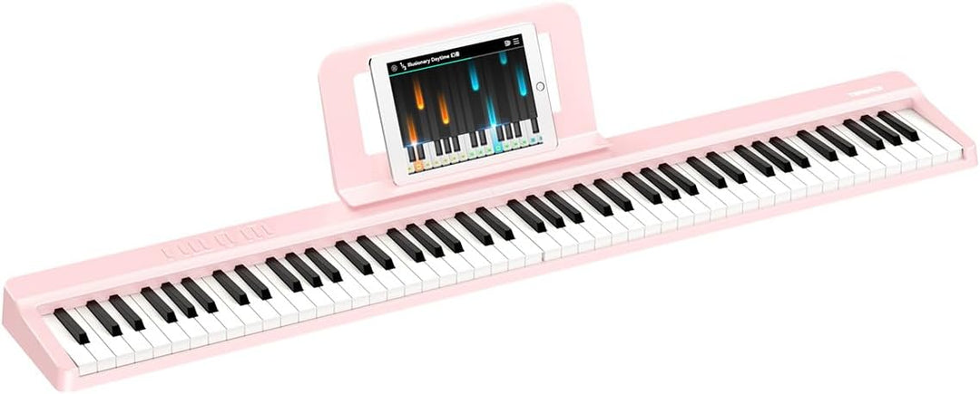 TERENCE E Piano 88 Tasten Rosa, Keyboard Piano mit Halbgewichtet, Faltbares Klavier mit Aufnahme und