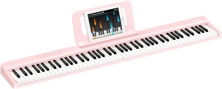 TERENCE E Piano 88 Tasten Rosa, Keyboard Piano mit Halbgewichtet, Faltbares Klavier mit Aufnahme und