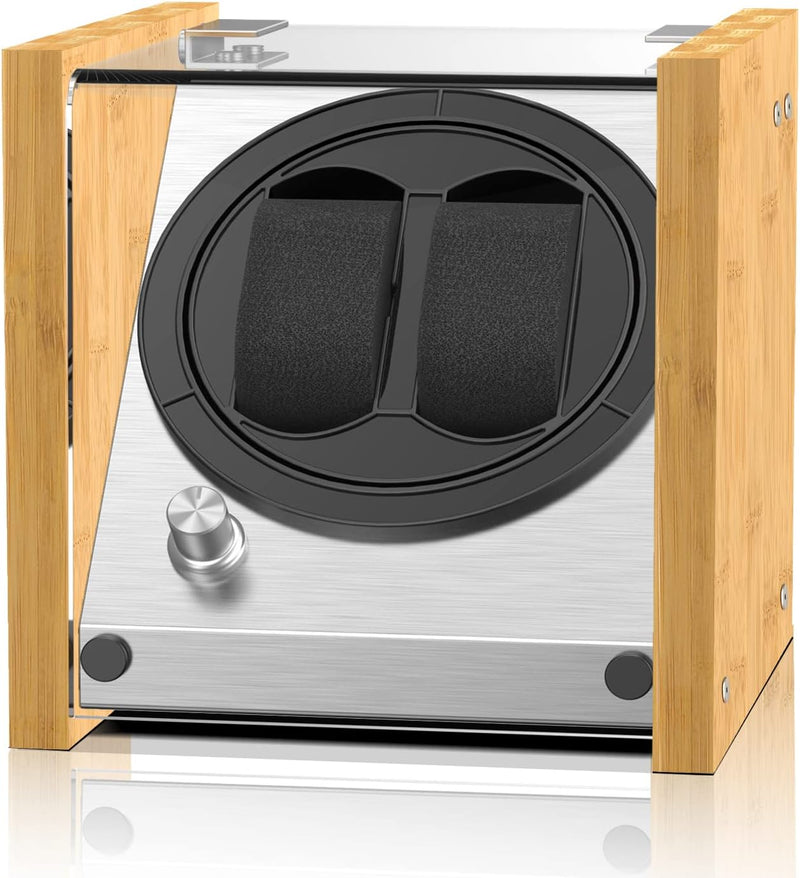 Watch Winder Smith Uhrenbeweger aus Bambusholz und Metall für 2 Uhren, WWS-B1BAM