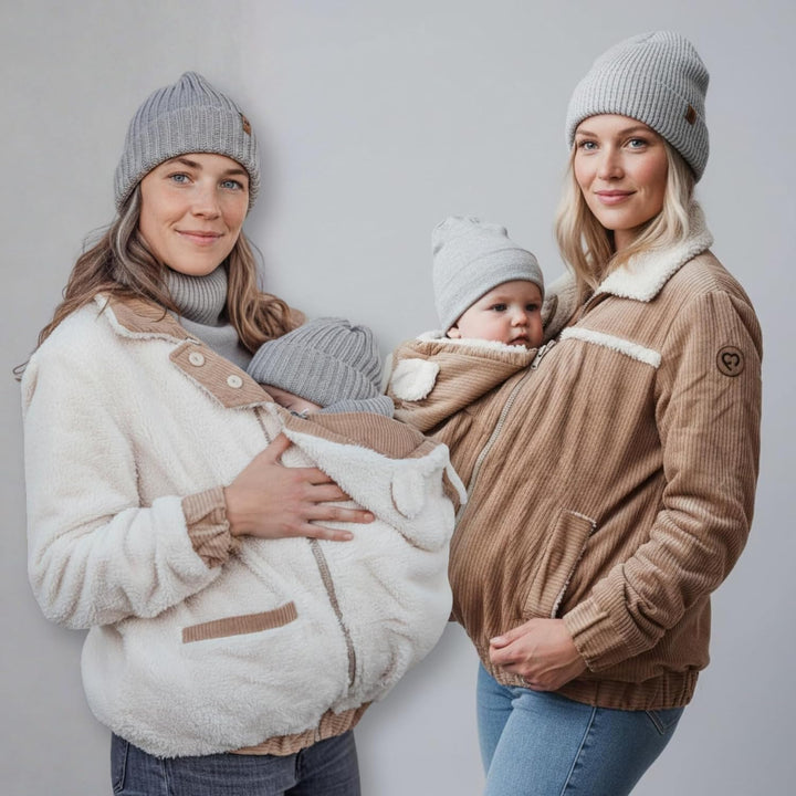 fun2bemum Wendbare Cord-Umstands- und Tragejacke 5-in-1 Allwetter-Funktionsjacke für Schwangerschaft