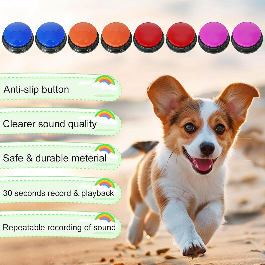 Gelabur Set von 8 Hunde-Tasten für die Kommunikation, Sprachaufzeichnbare Taste, Hunde Training spre