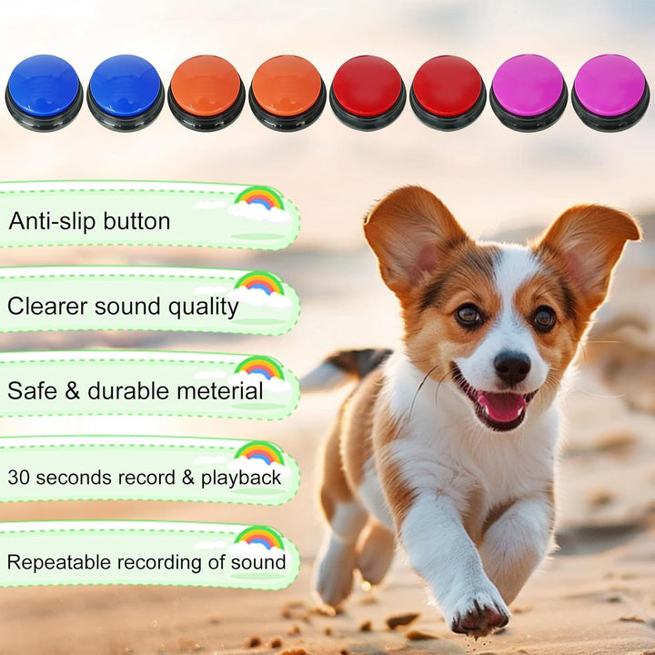 Gelabur Set von 8 Hunde-Tasten für die Kommunikation, Sprachaufzeichnbare Taste, Hunde Training spre