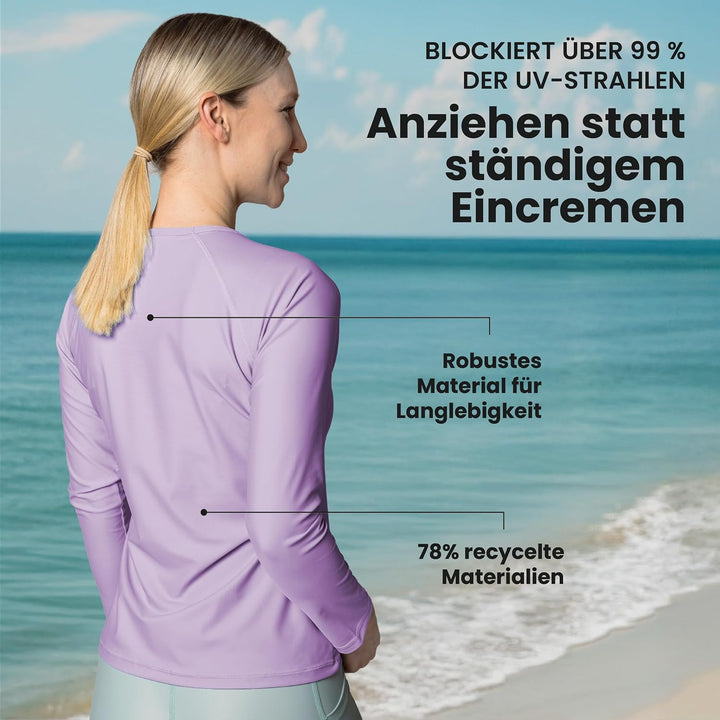 iQ-UV Sportshirt Damen Langarm – Elastisches UV Shirt für Damen für Wasser & Sport – Rash Guard mit