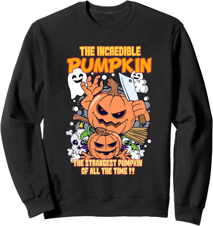 Lustiger Unglaublicher Kürbis mit Hackmesser Halloween Sweatshirt