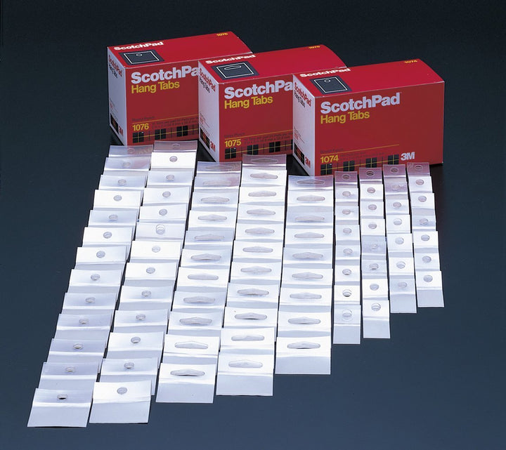 3M Hang Tab 1075, transparent, 5,1 x 5,1 cm, 500 Stück pro Hülle (10 Tabs/Pad 50 Blöcke/Packung) 749