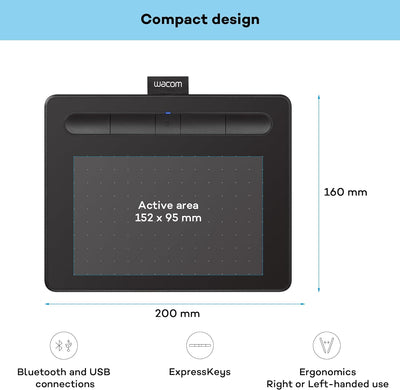 Wacom CTL-4100WLK-S Grafiktabletts, schwarz Schwarz S Tablet mit Bluetooth, Schwarz S Tablet mit Blu