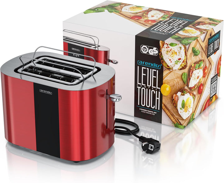Arendo - Edelstahl Toaster 2 Scheiben - Touchscreen – Doppelwandgehäuse – 800 W – Integrierter Brötc