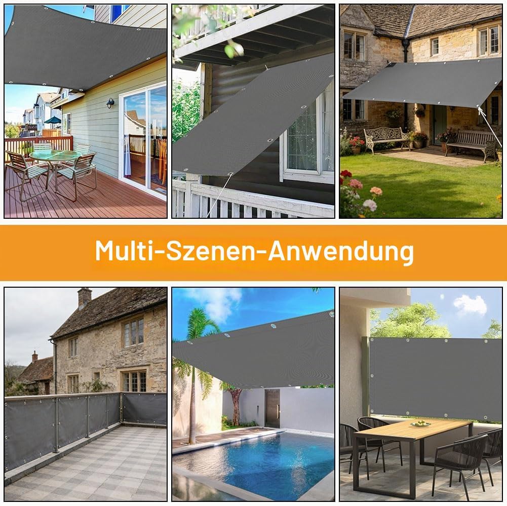 Sonnensegel Wasserdicht, Rechteckig Hitzeschutz Wetterschutz-Markise, UV-Schutz Segel,420D Polyester