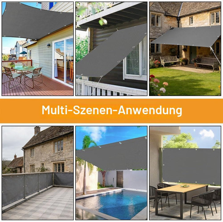 Sonnensegel Wasserdicht, Rechteckig Hitzeschutz Wetterschutz-Markise, UV-Schutz Segel,420D Polyester