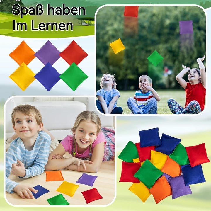 18 Pack Bean Bags für Tossing, Grosse Bunte Cornhole Bean Bags, Tossing Beanbags Spielzeug mit Trage