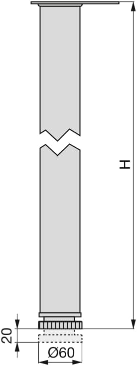 Emuca - Regulierbare Tischbeine Ø60x710mm, 4er Set aus Stahl, regulierbare Höhe 710-730mm, weiss Ø60