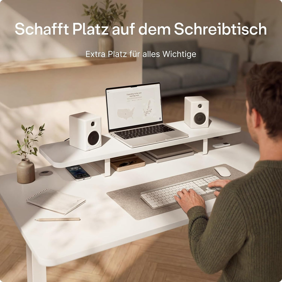 Desktronic Monitorstaender – Ergonomische Monitorerhoehung, 114 x 28 x 12,8 cm, 30 kg, 1-2 Monitore,