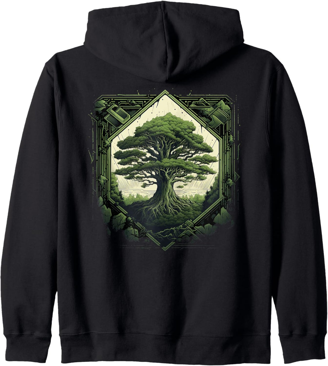 Mystisch Wikinger Baum des Lebens Yggdrasil Rückendruck Kapuzenjacke