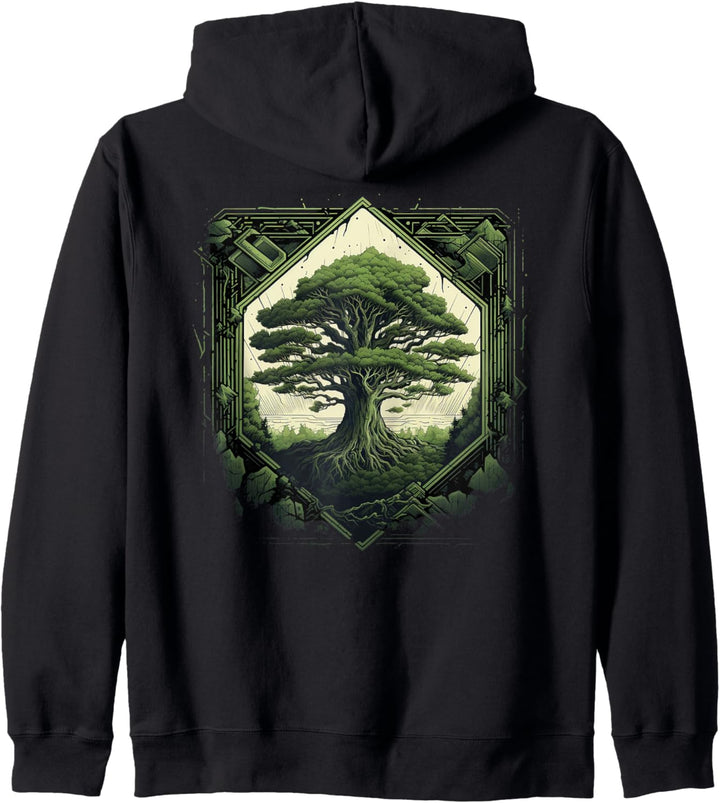 Mystisch Wikinger Baum des Lebens Yggdrasil Rückendruck Kapuzenjacke