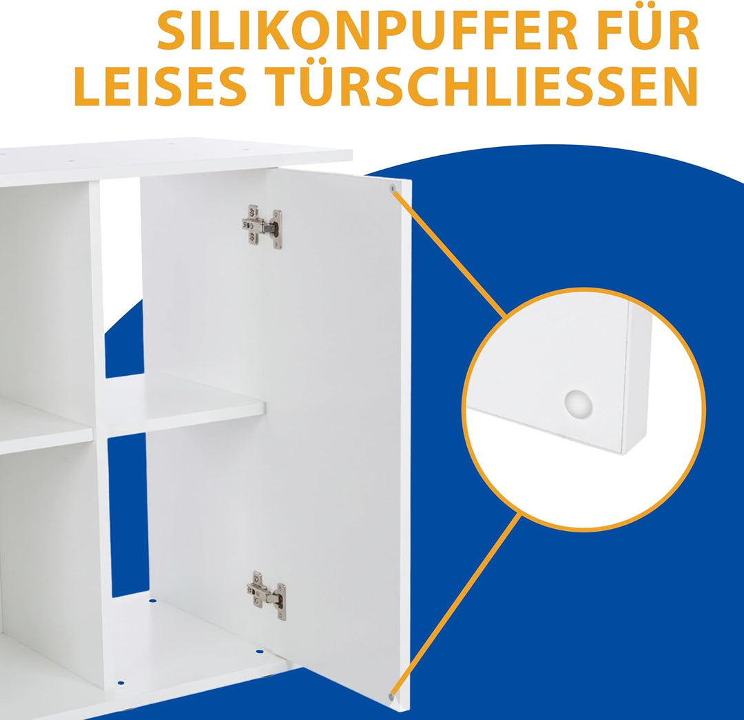 Ferplast Hydor Holz-Aquarienschrank STAND DUBAI 100 WHITE, Push-Pull-Türen, wasserabweisende Obersei