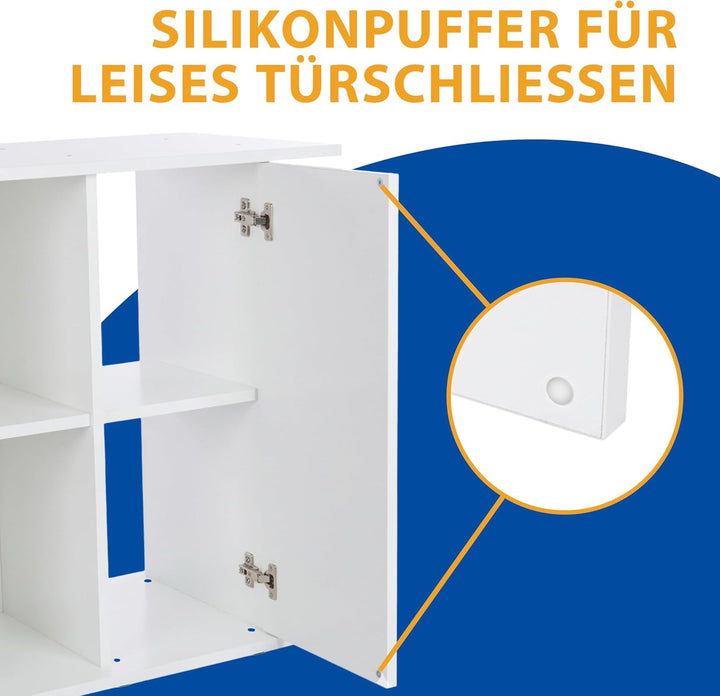Ferplast Hydor Holz-Aquarienschrank STAND DUBAI 100 WHITE, Push-Pull-Türen, wasserabweisende Obersei