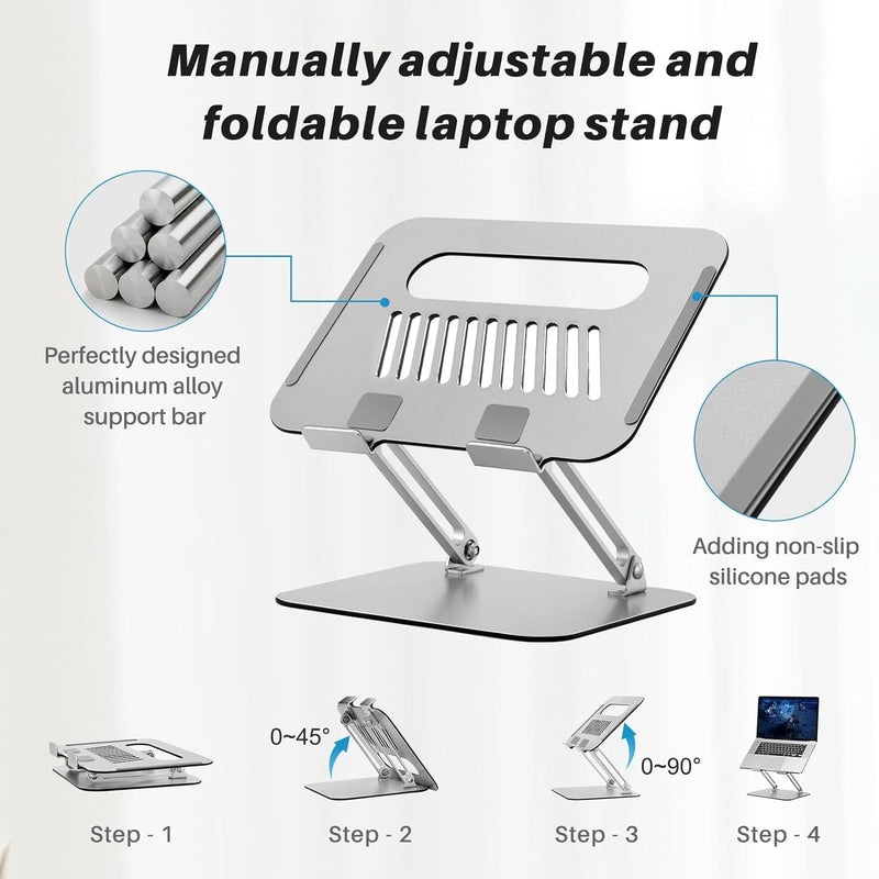 Laspi Laptop Ständer Höhenverstellbar,Aluminium Laptopständer, Laptop Stand for Desk, Notebook Ständ