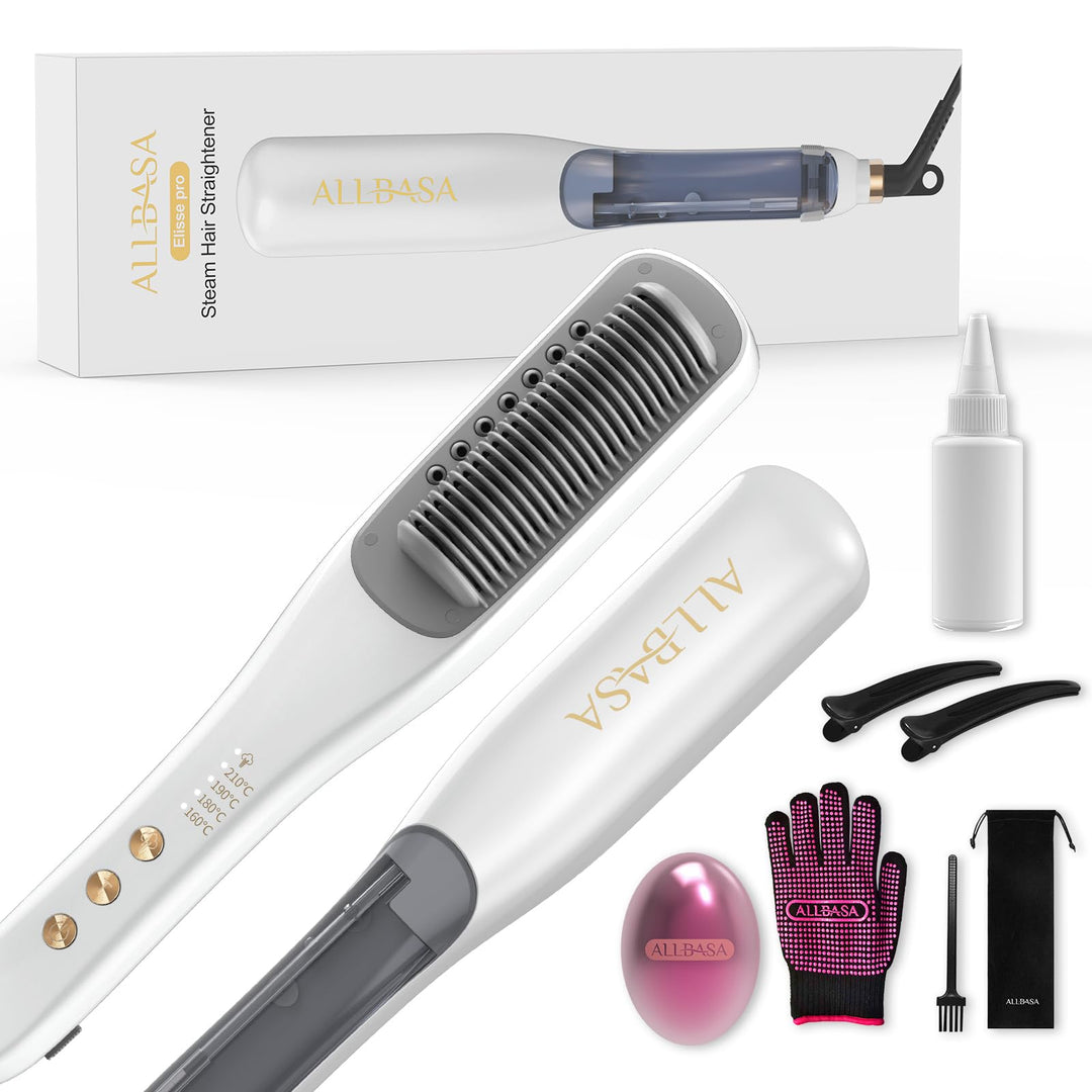 Professionelles Dampf-Glätteisen – Glättbürste mit Dampf für Haare, 4 einstellbare Temperaturen, 160