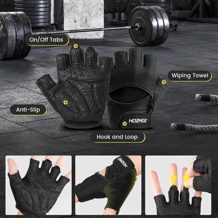 Belüftete Gewichtheberhandschuhe, dick gepolsterte Workout-Handschuhe mit vollem Handflächenschutz,