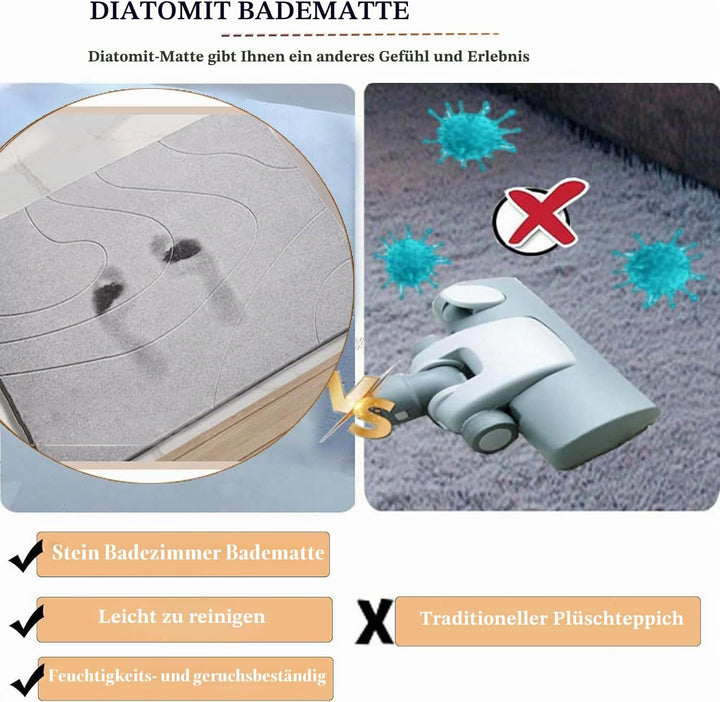 Dai Lufei Stein-Badematte – Natürliche Kieselgur, Super Saugfähige Duschmatte, Schnell Trocknende, r