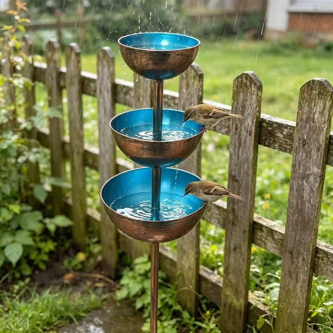 Regenfänger Gartensteckervogeltränke Rost Gartenstecker Metall Gartendeko für Draussen Insektentränk