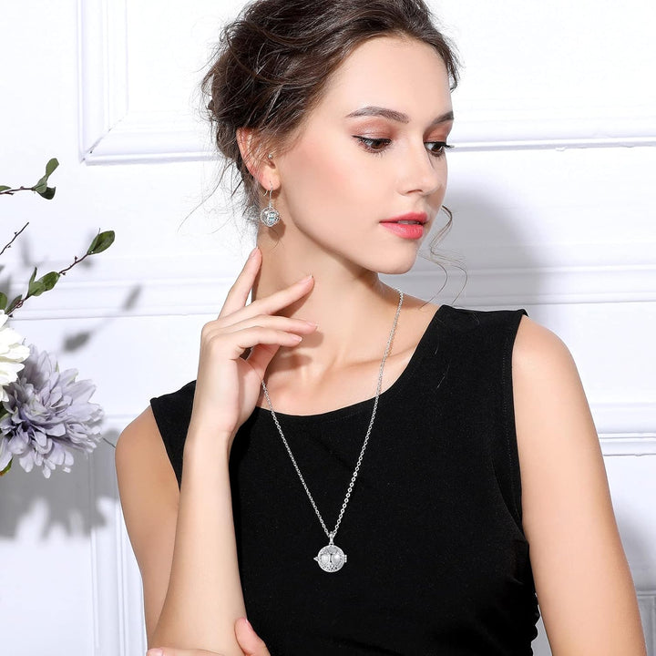 EUDORA Harmony Ball Asche Urnen Kette für Damen, Einäscherung Schmuck Silber Verkupfert Memorial Urn