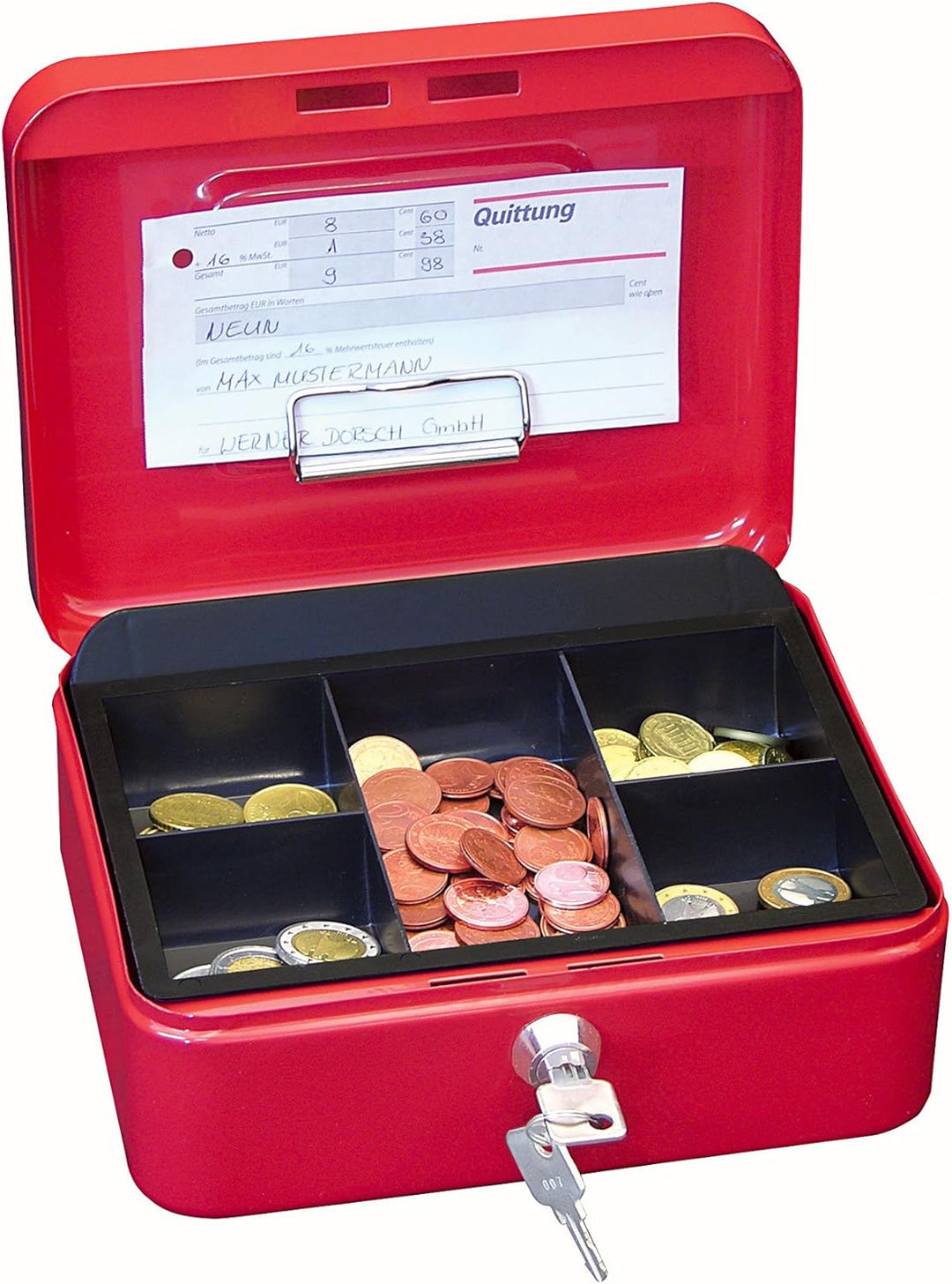 Wedo 145202H Geldkassette (aus pulverbeschichtetem Stahl, versenkbarer Griff, Geldnoten- und Belegek