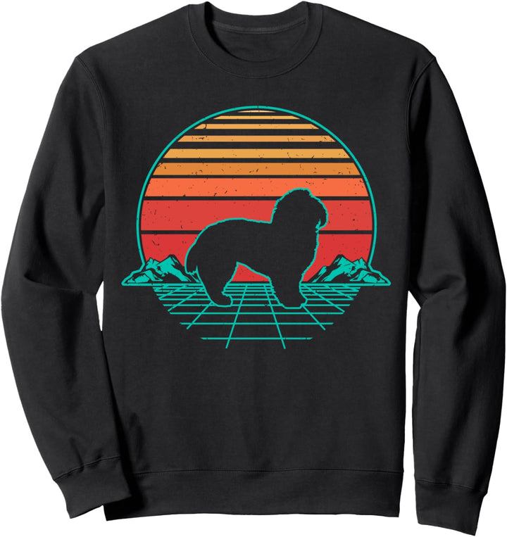 Malteser Hund Welpe Retro Vintage Sunset Sweatshirt