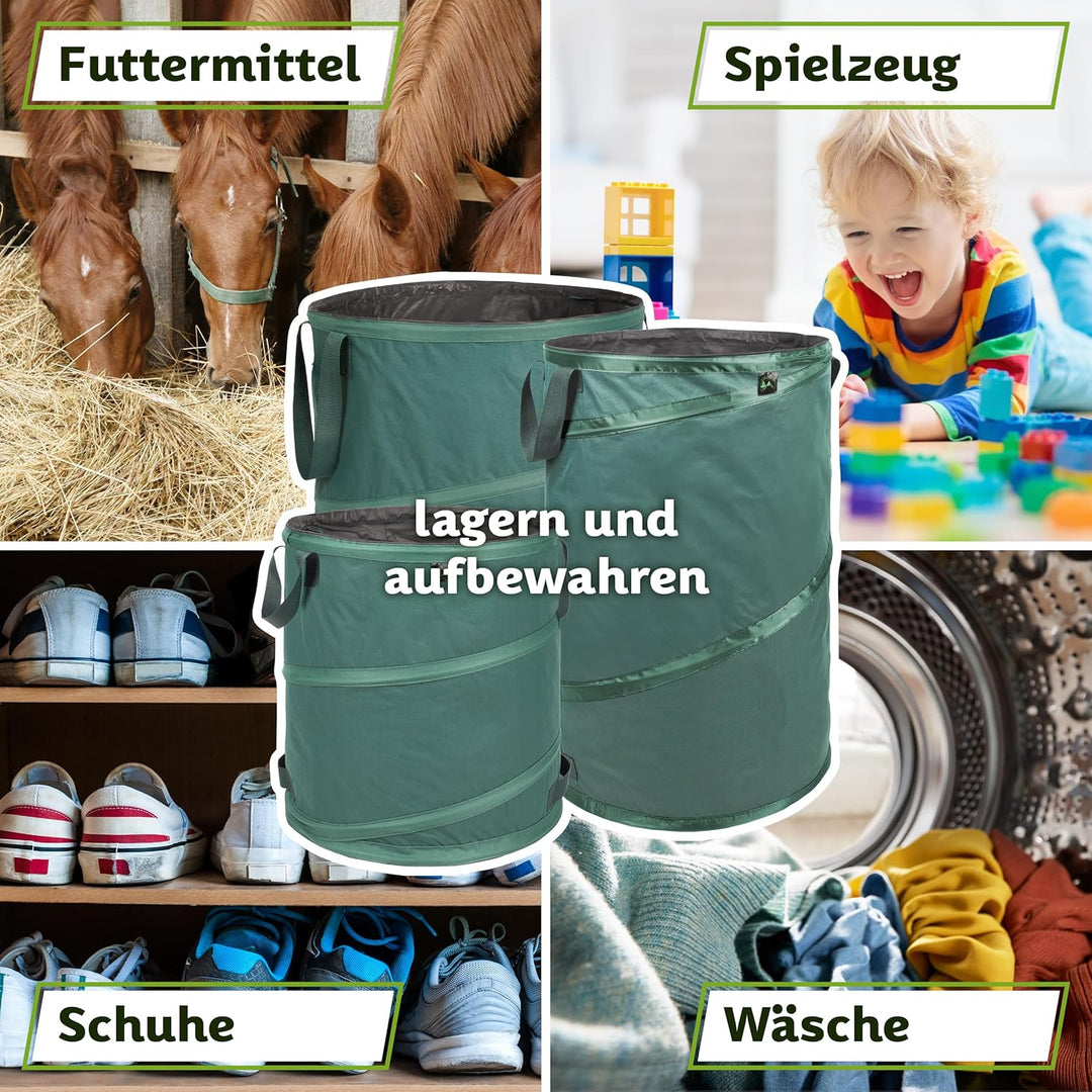 TTL Garden 1x85L 1x120L 1x160L Starter Set Pop Up Gartensack Premium - 220gsm 600D Oxford Gewebe sel
