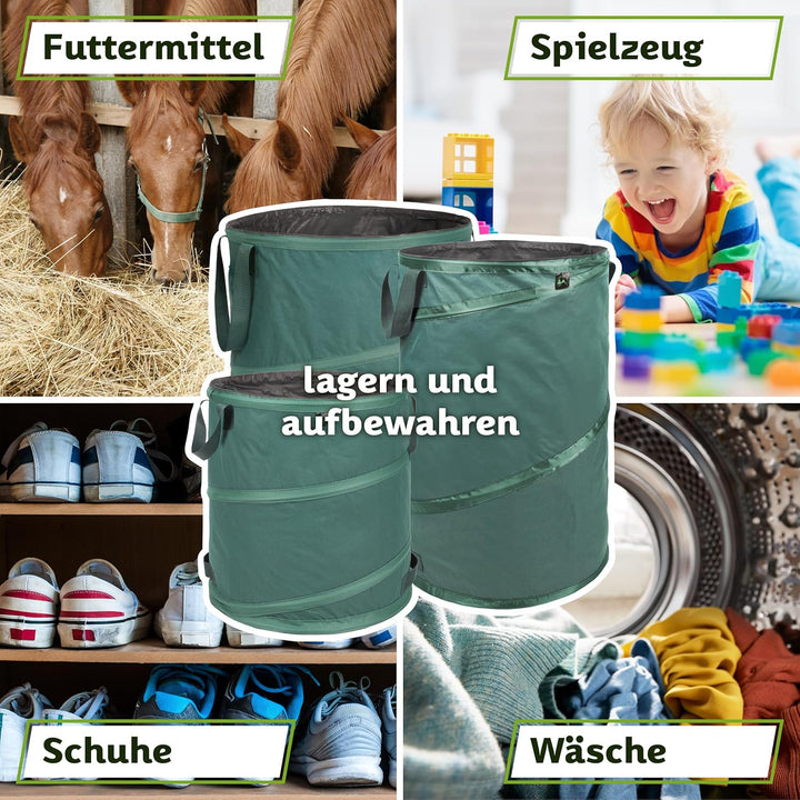 TTL Garden 1x85L 1x120L 1x160L Starter Set Pop Up Gartensack Premium - 220gsm 600D Oxford Gewebe sel