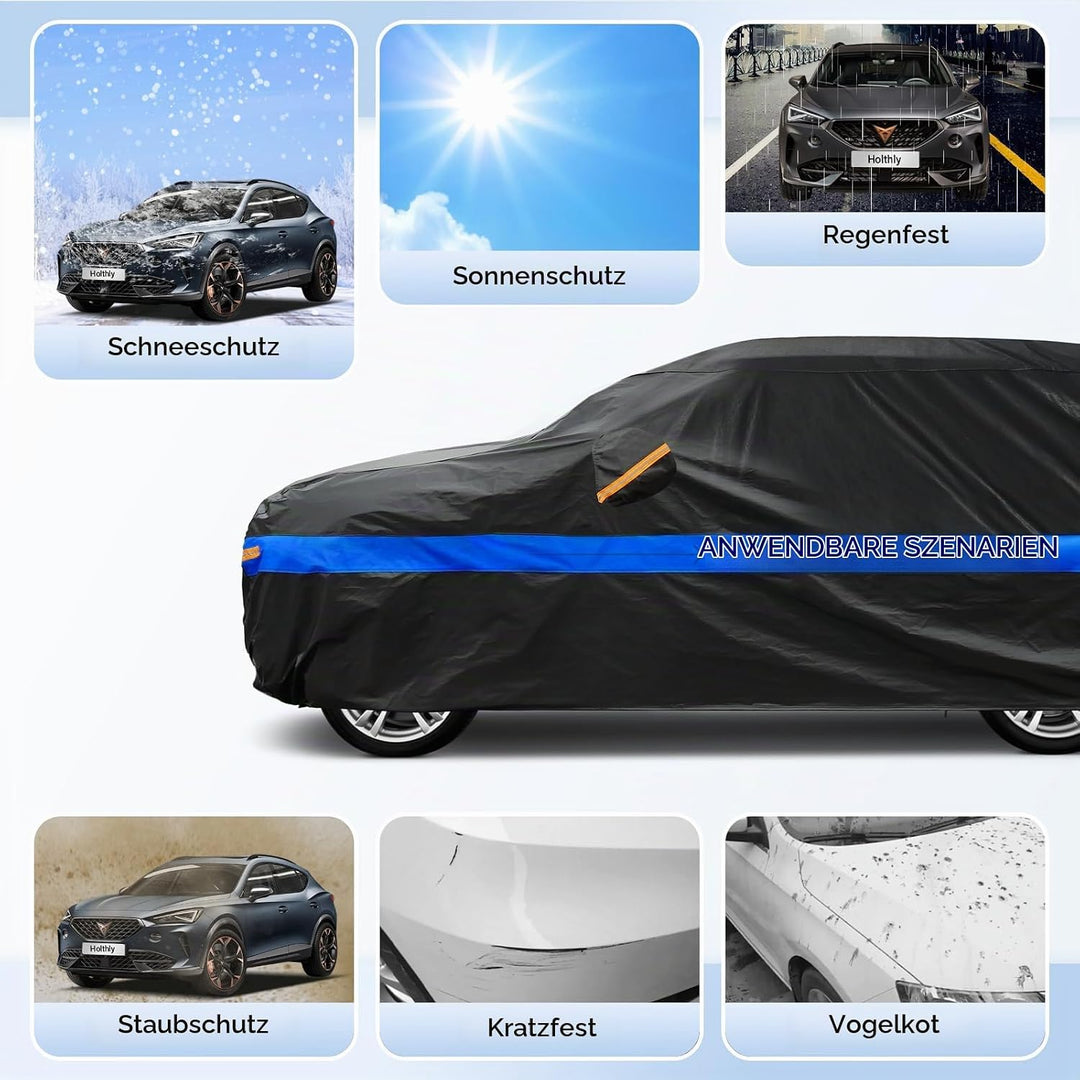 SUV Autoabdeckung Wasserdicht Atmungsaktiv,Auto-Abdeckplane für Vollgarage,Regen,Sonne,Staub und UV-