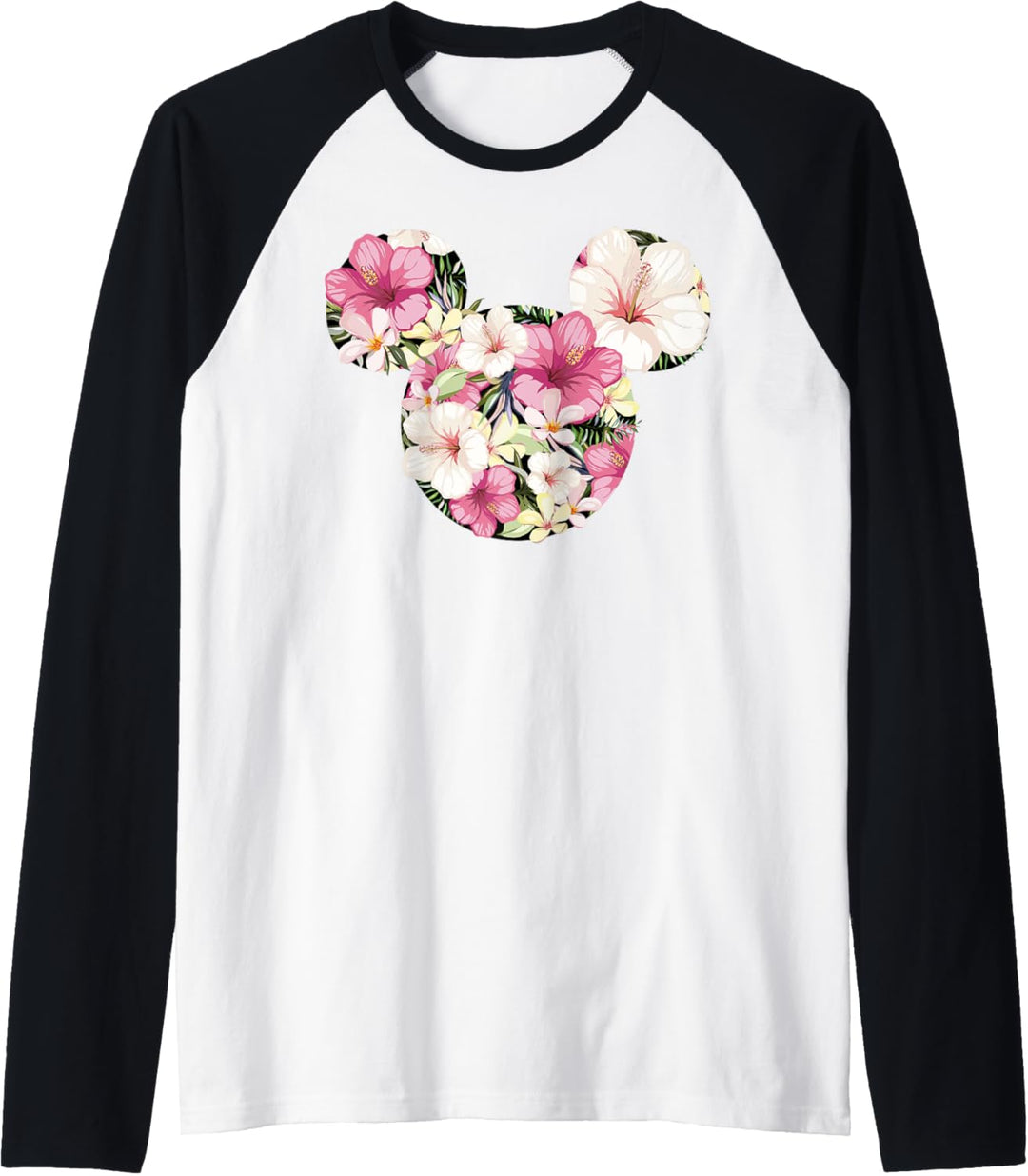 Disney Mickey And Friends Tropical Floral Print Silhouette Raglan