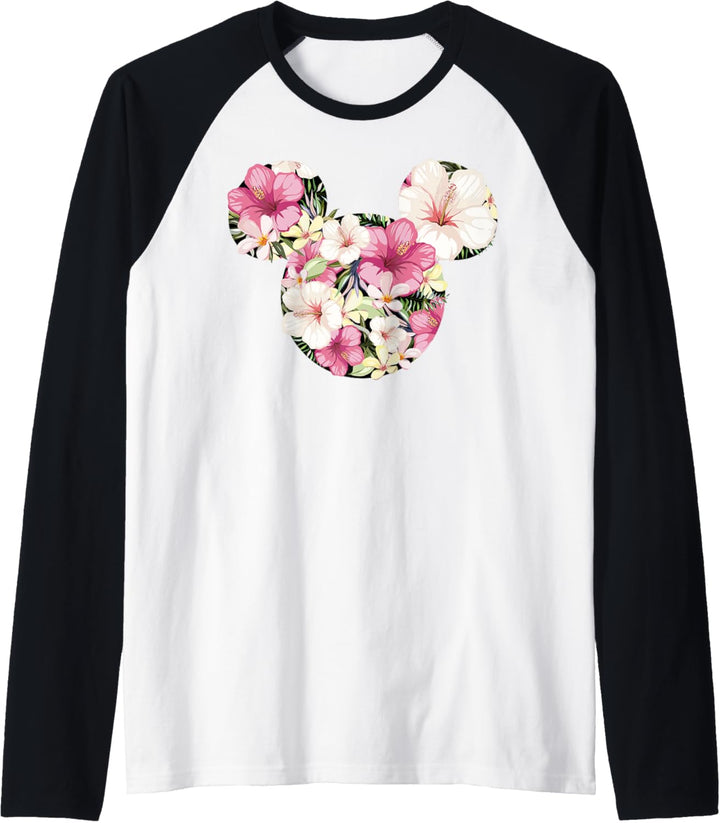 Disney Mickey And Friends Tropical Floral Print Silhouette Raglan
